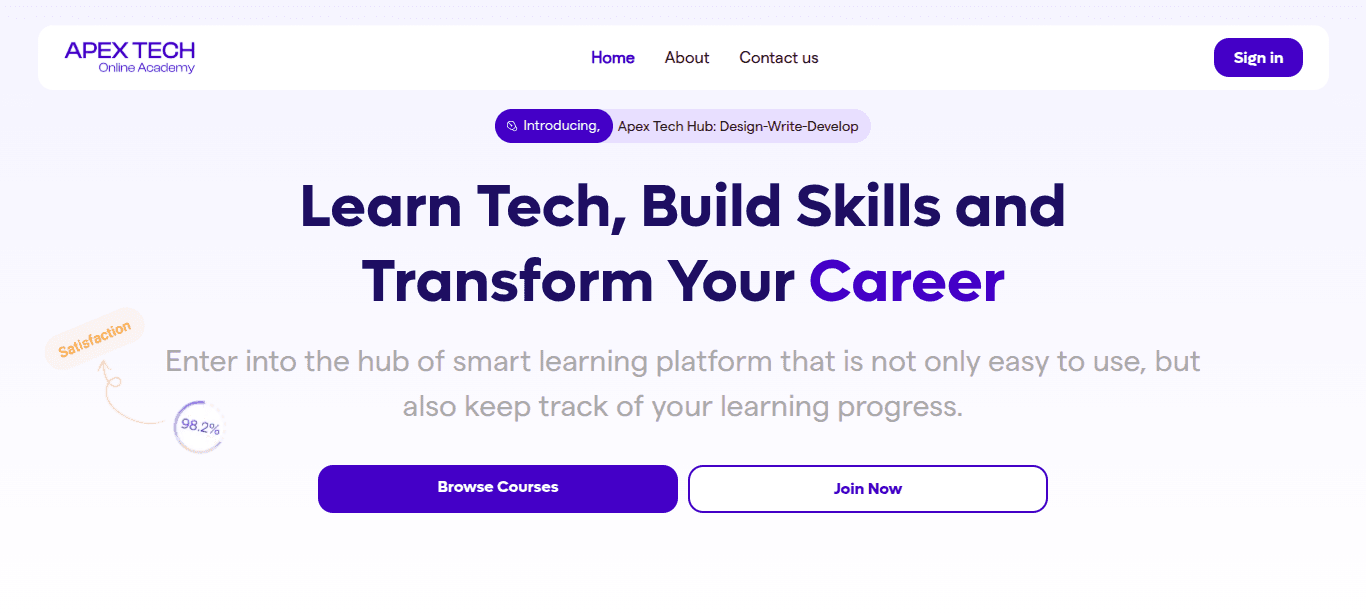 Apex Tech Online Academy website screenshot