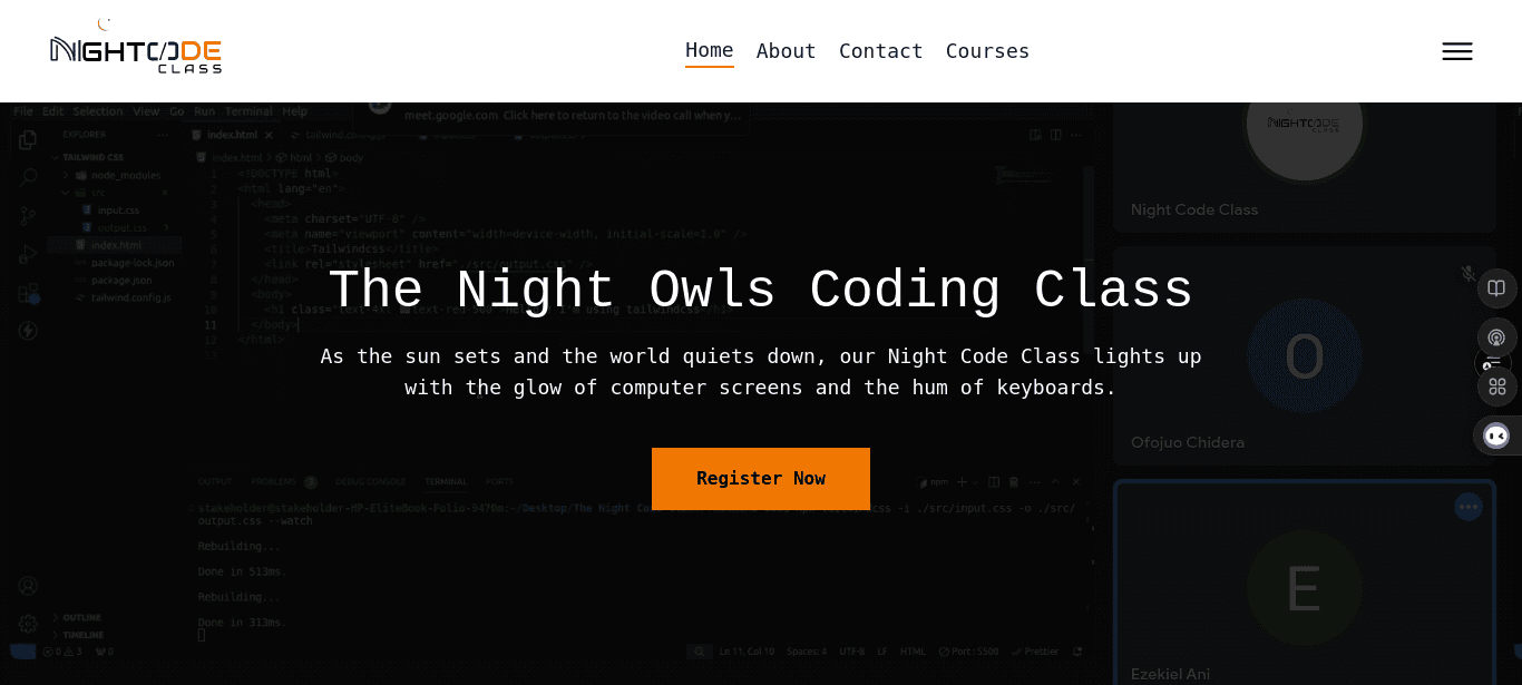 Night Code Class website screenshot