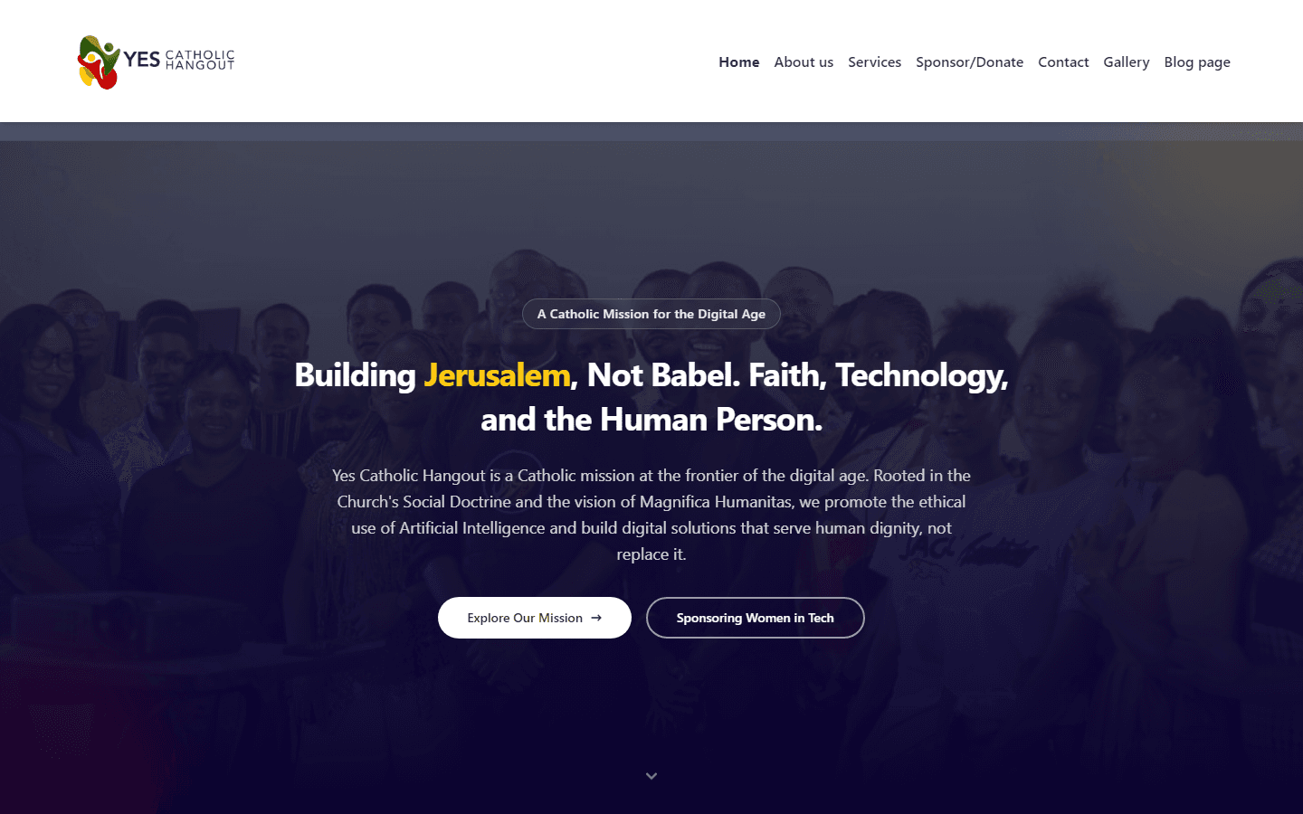 Yes Catholic Hangout website screenshot